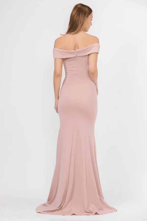 Multi Color Off The Shoulder Mesh Insert Back Zipper Mermaid Floor Length Formal Evening Prom Dress