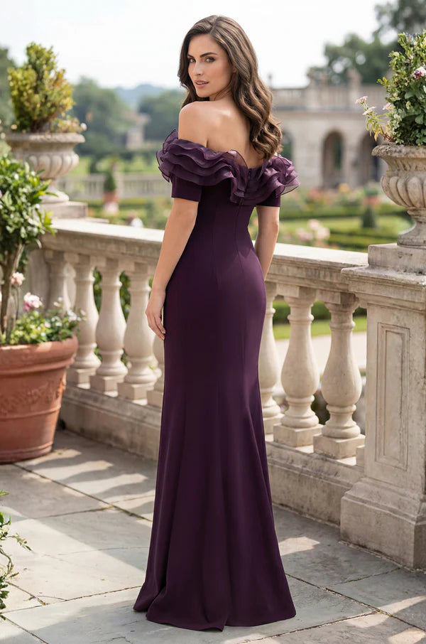 Multi Color Off The Shoulder Organza Ruffle Mermaid Floor Length Formal Evening Prom Dress