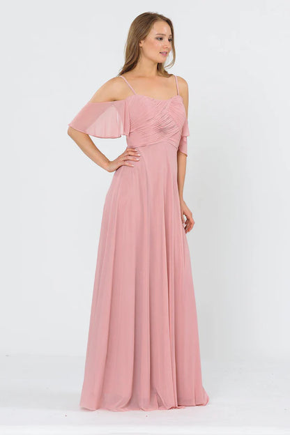 Multi Color Off The Shoulder Spaghetti Strap Lace Up Back Chiffon Floor Length Formal Evening Prom Dress