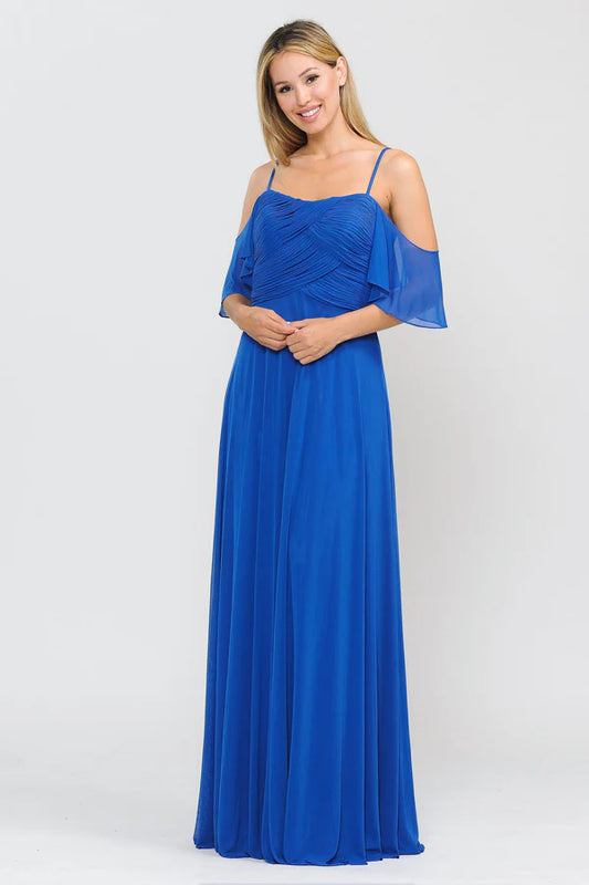 Multi Color Off The Shoulder Spaghetti Strap Lace Up Back Chiffon Floor Length Formal Evening Prom Dress