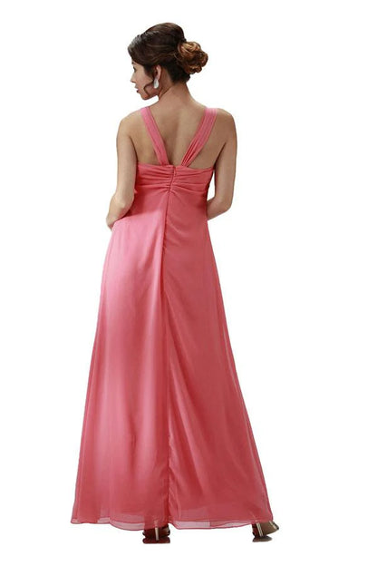 Multi Color Sweetheart Double Strap Beaded Ruched Chiffon Floor Length Formal Evening Prom Dress