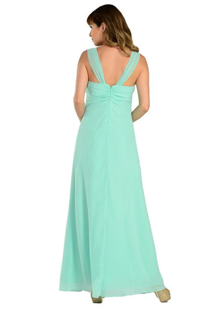 Multi Color Sweetheart Double Strap Beaded Ruched Chiffon Floor Length Formal Evening Prom Dress