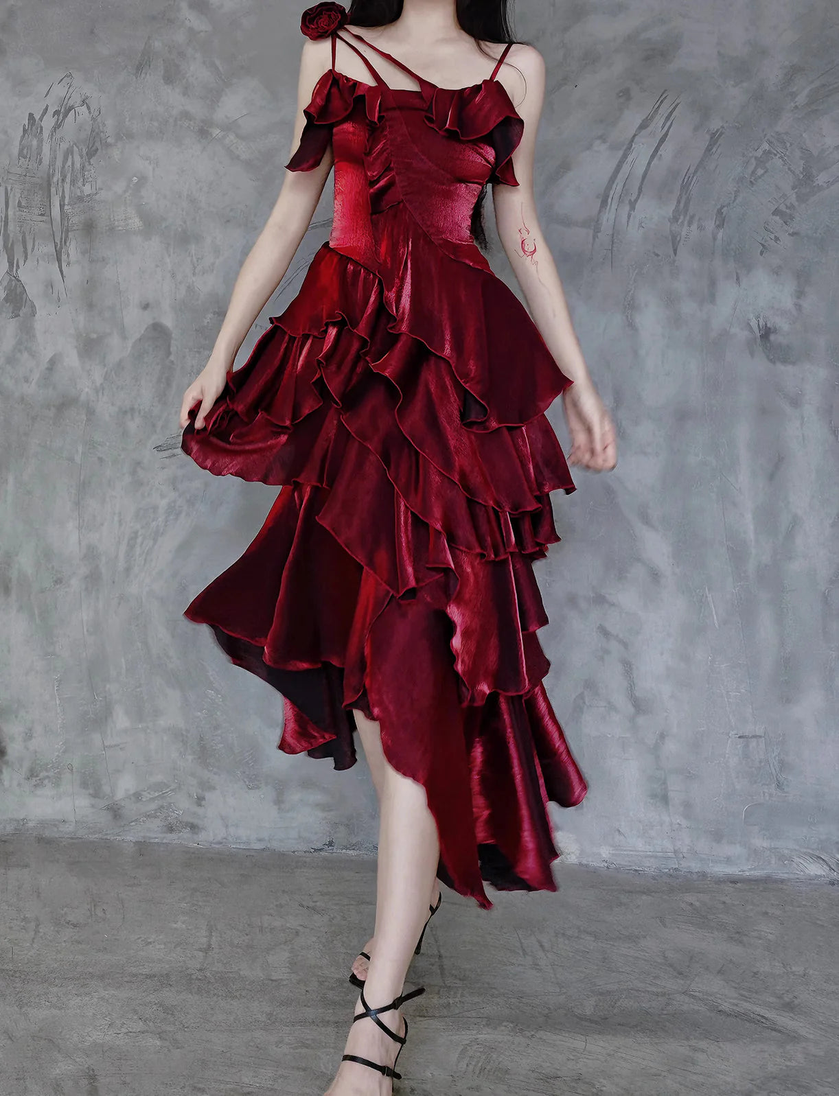 Sparkle Ruffle Prom Dresses Causal Birthday Dresses Dance Party Dress