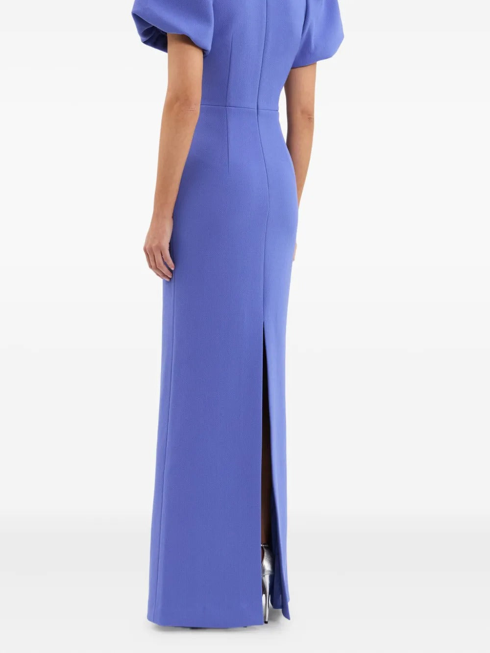 Playful Periwinkle Blue Puff-Sleeve Bow-Detail Prom Dress