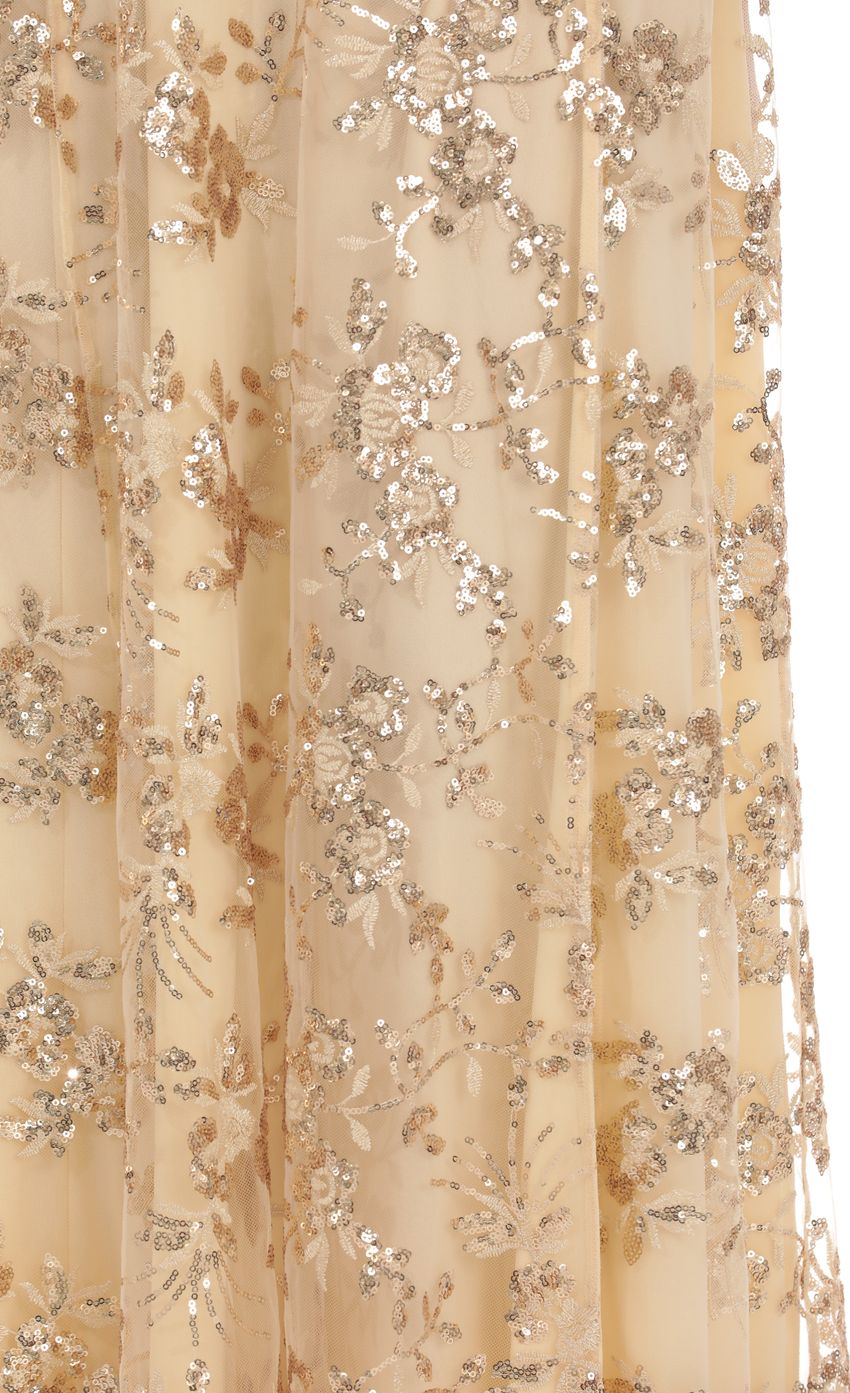 Prom Dress Gold Sequin Floral Maxi Dress With Spaghetti Straps Lace Up Back High Slit Formal Evening Party Gown
