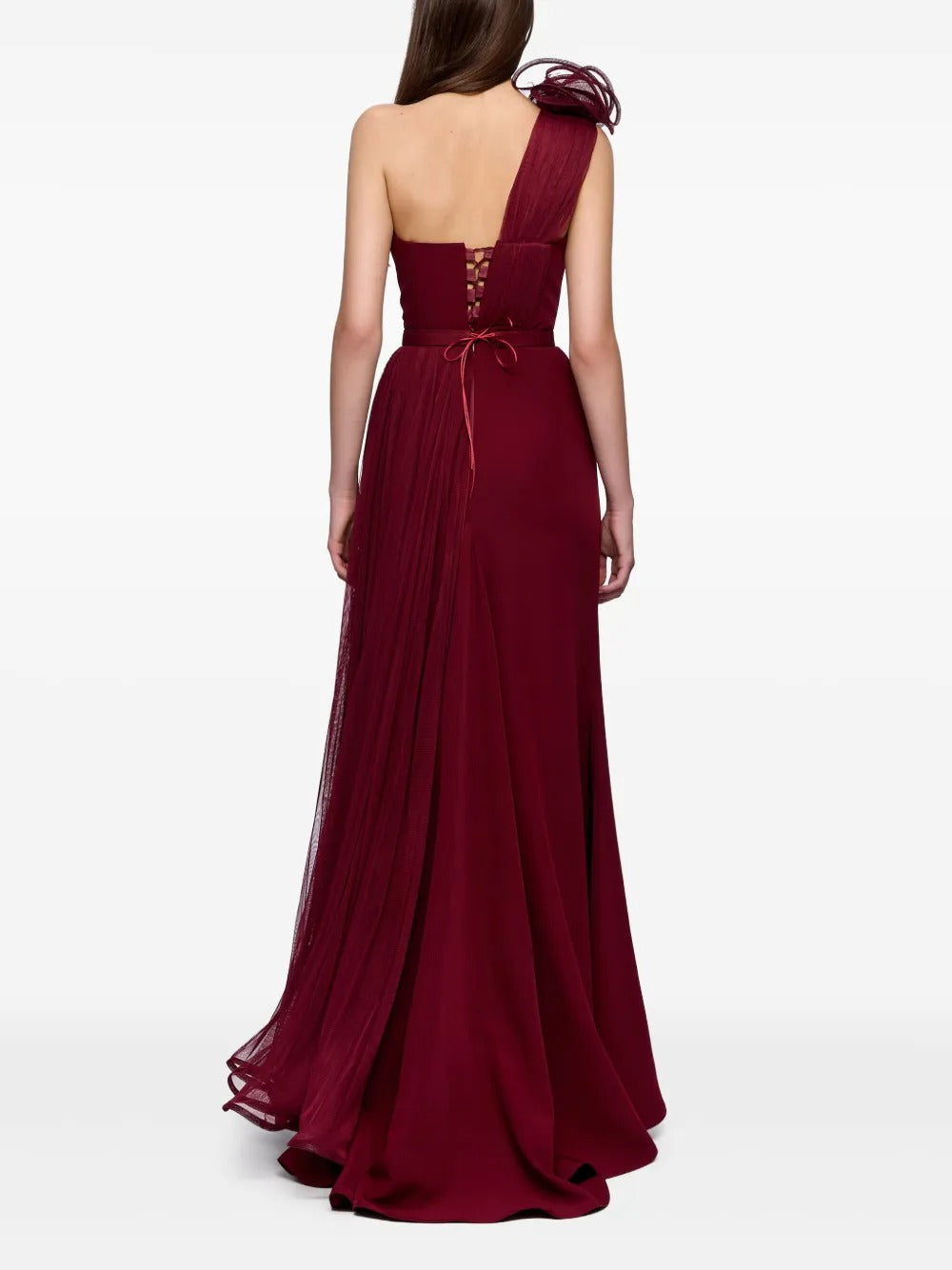 Romantic Burgundy One-Shoulder Pleated Prom Dress