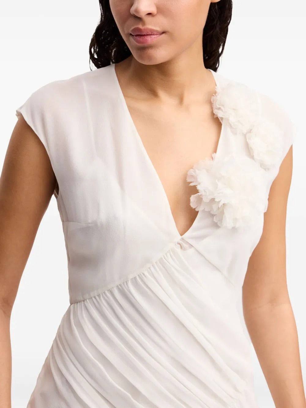 Romantic Ivory Chiffon Ruched Prom Dress