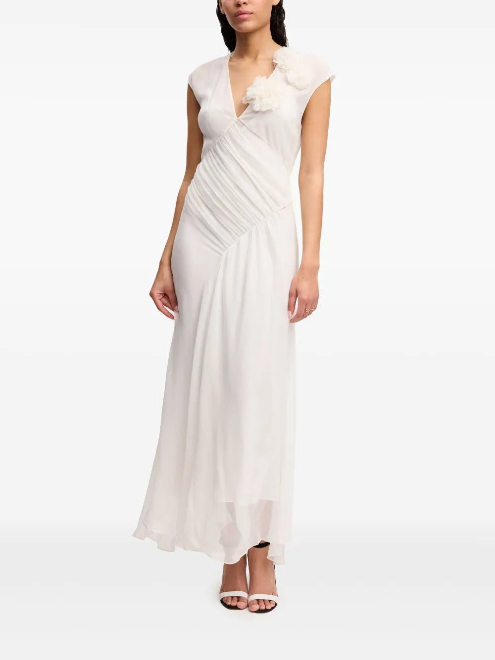 Romantic Ivory Chiffon Ruched Prom Dress