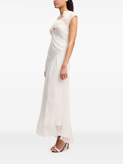 Romantic Ivory Chiffon Ruched Prom Dress