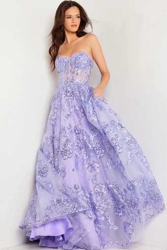Romantic Lavender Ballgown Sweetheart Sleeveless Sheer-Back Floor-Length Sequin Prom Dress