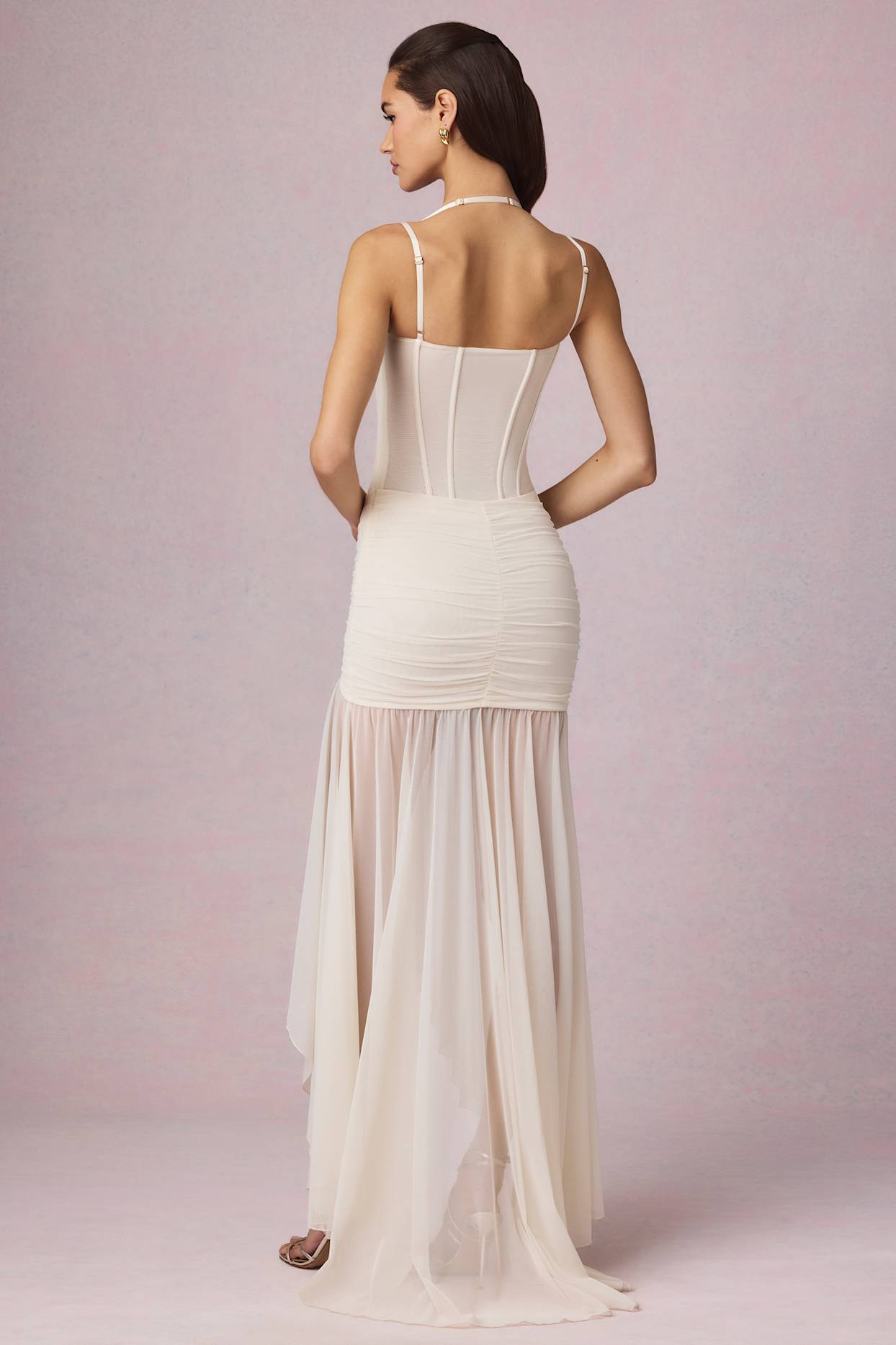 Romantic Mermaid Sweetheart Corset Ruched Sheer-Skirt Prom Dress