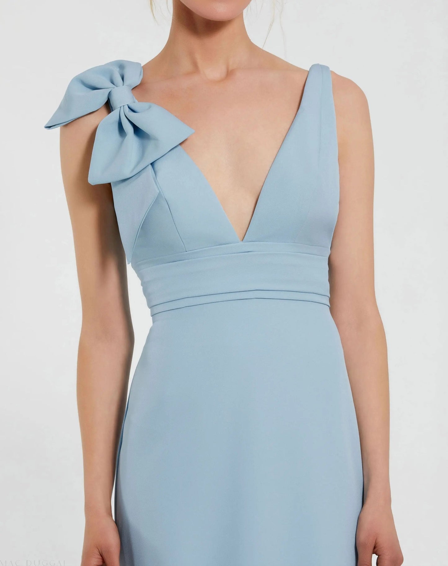 Romantic Mermaid V-Neck One-Shoulder Bow-Detail Open-Back Prom DressRomantic Mermaid V-Neck One-Shoulder Bow-Detail Open-Back Prom Dress