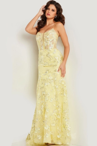 Romantic Yellow Mermaid Sweetheart Sleeveless Sheer-Back Floor-Length Sequin Prom Dress