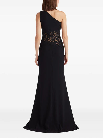 Sophisticated Black One-Shoulder Lace Cutout Prom Dress