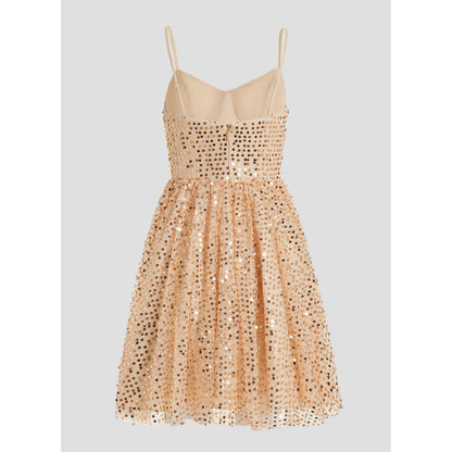Sparkling A-Line Sweetheart Sleeveless Sequin Shimmer Champagne Short Homecoming Dress for Women