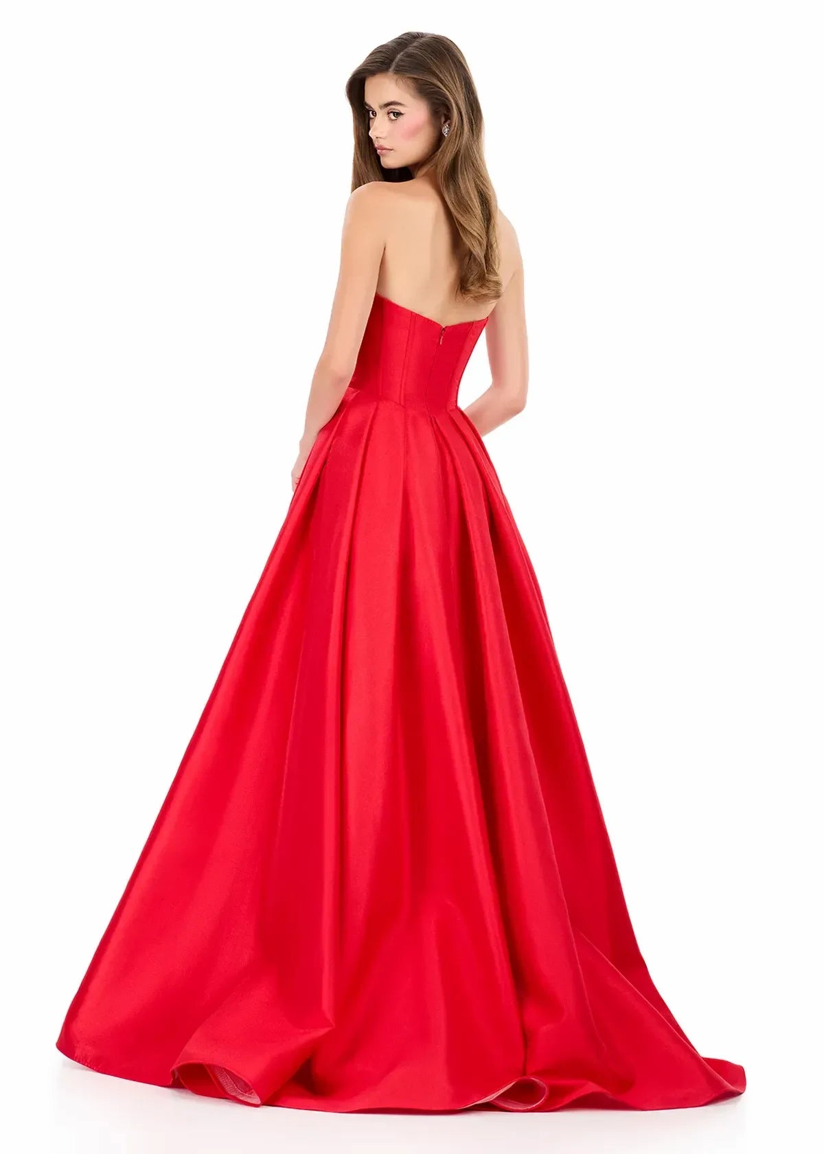 Stunning A-Line Sweetheart Sleeveless Corset Slit Red Floor-Length Evening Gown