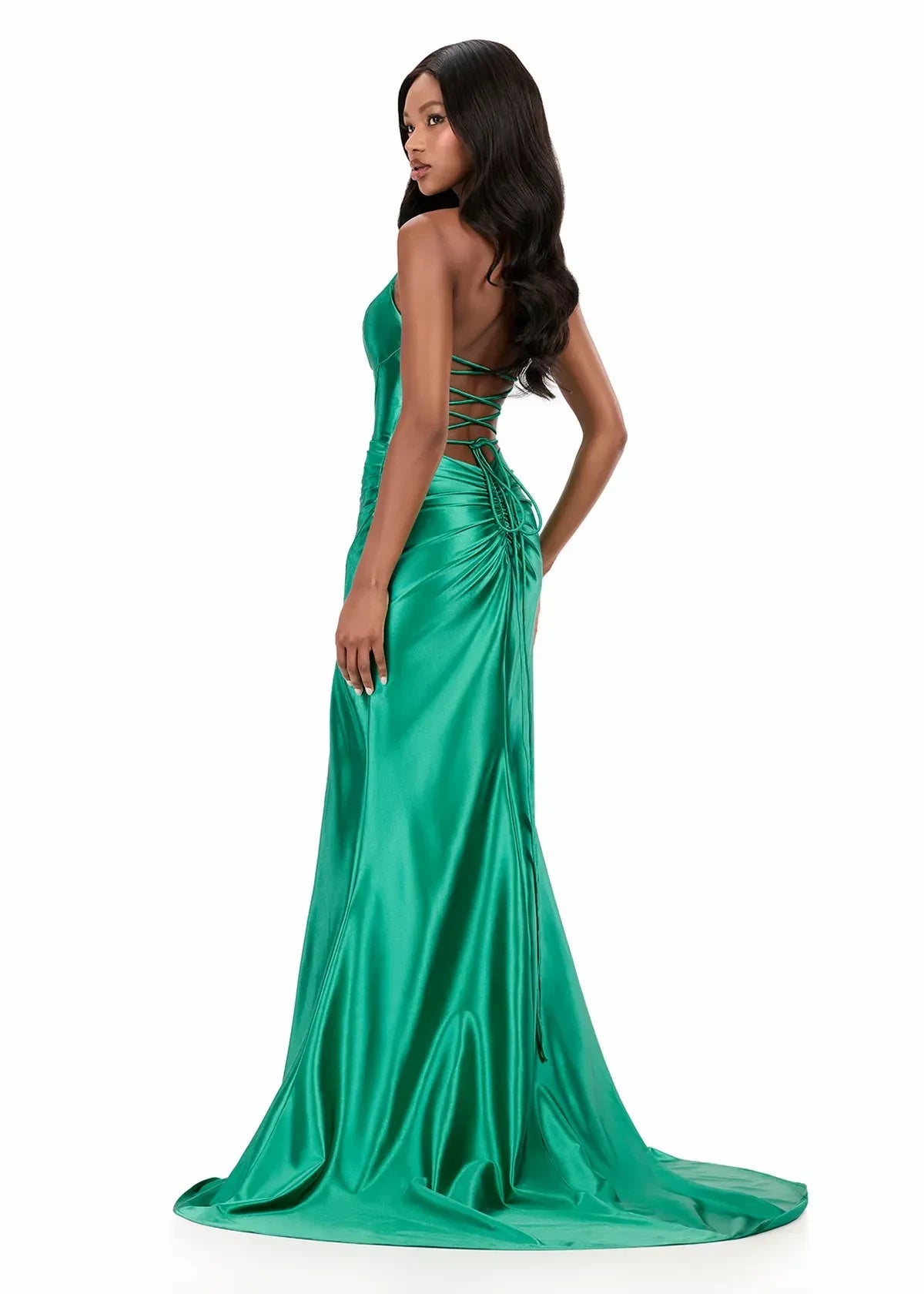 Stunning Mermaid Halter Sleeveless Backless Ruched Emerald Green Floor-Length Evening Gown