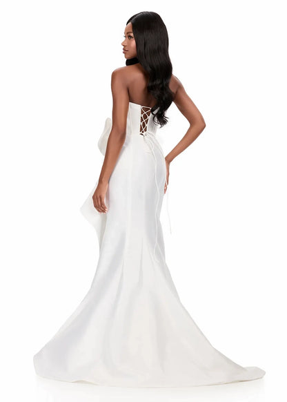 Stunning Mermaid Sweetheart Strapless Bow Ruffled Royal Blue Floor-Length Evening Gown