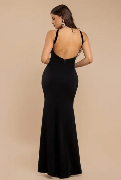 Sultry Black Halter Neck Mermaid Gown with 3D Floral Detail and Open Back, Prom Dress