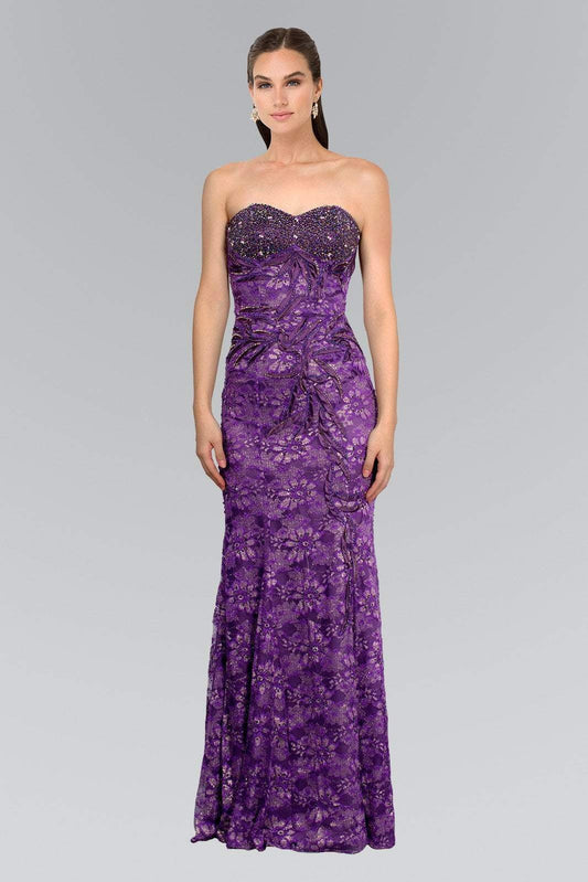 Sweetheart Neck Purple Lace Prom Dresses with Beaded Bodice and Embroidery Accents