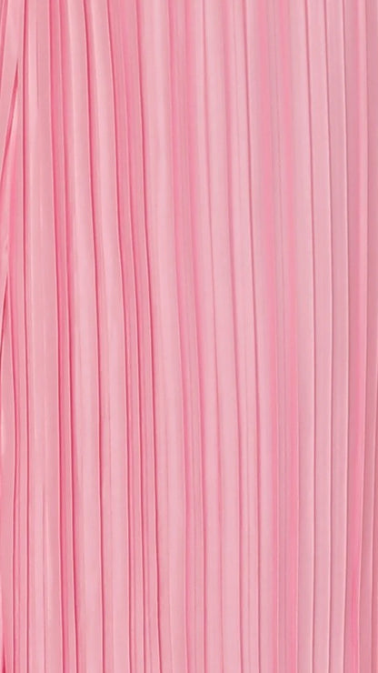 Vibrant Halter Neck Backless Cutout Pleated Midi Prom Dress with Side Slit