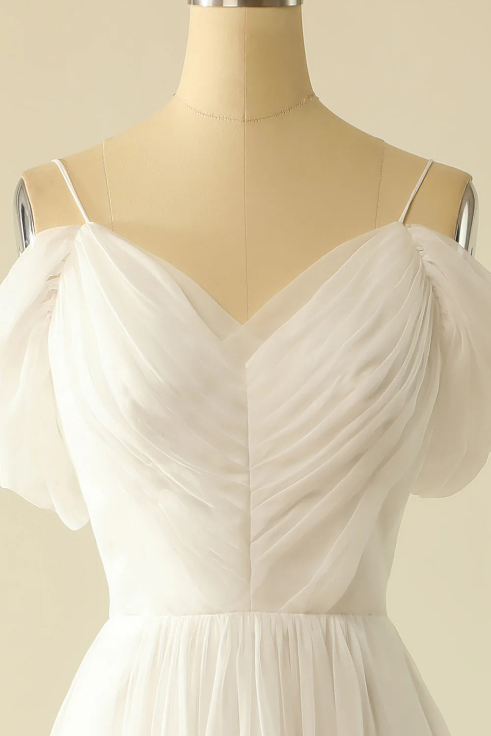 Simple White Off the Shoulder Train Dress Tulle Wedding Dress