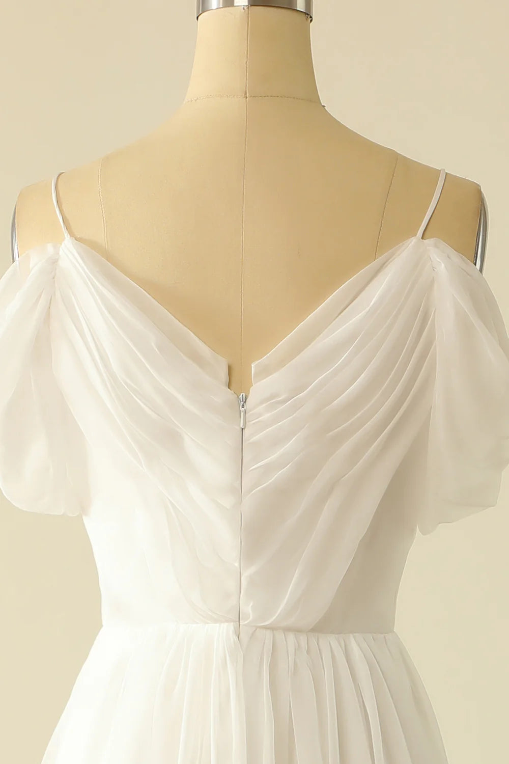 Simple White Off the Shoulder Train Dress Tulle Wedding Dress