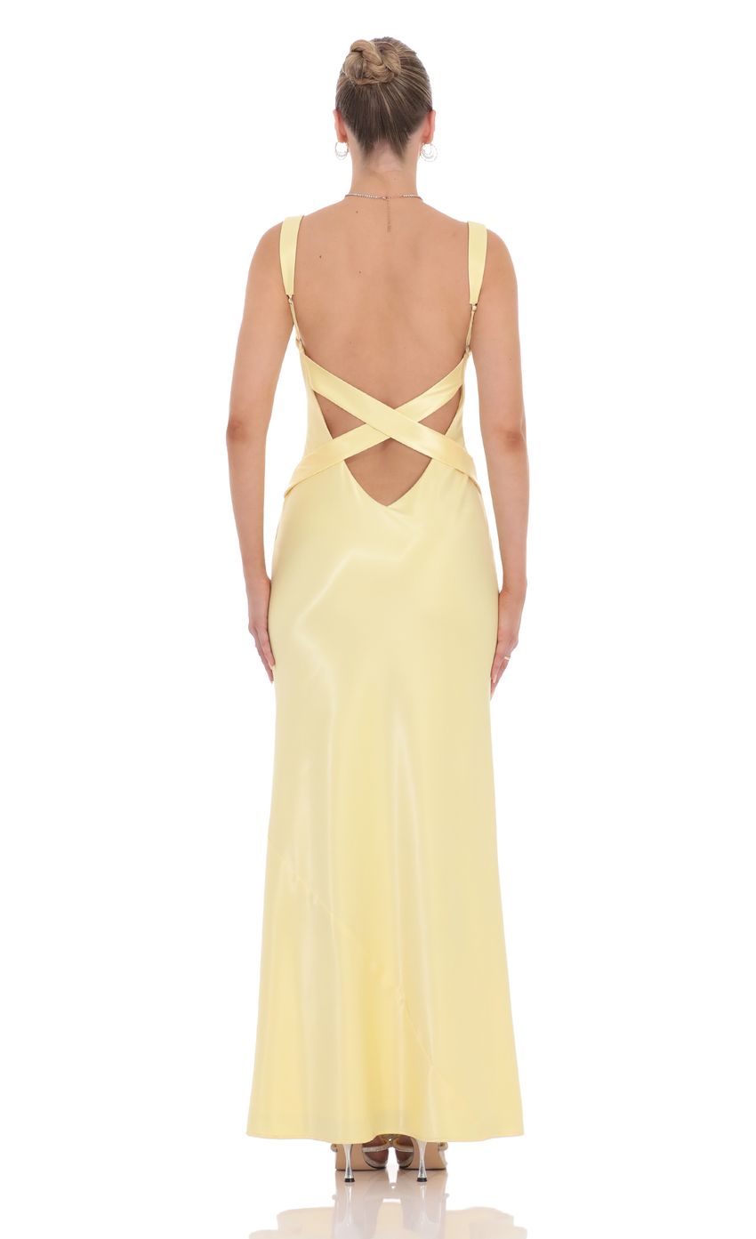 Yellow V Neck Prom Dress With Crisscross Back And Satin Mermaid Formal Prom Dress