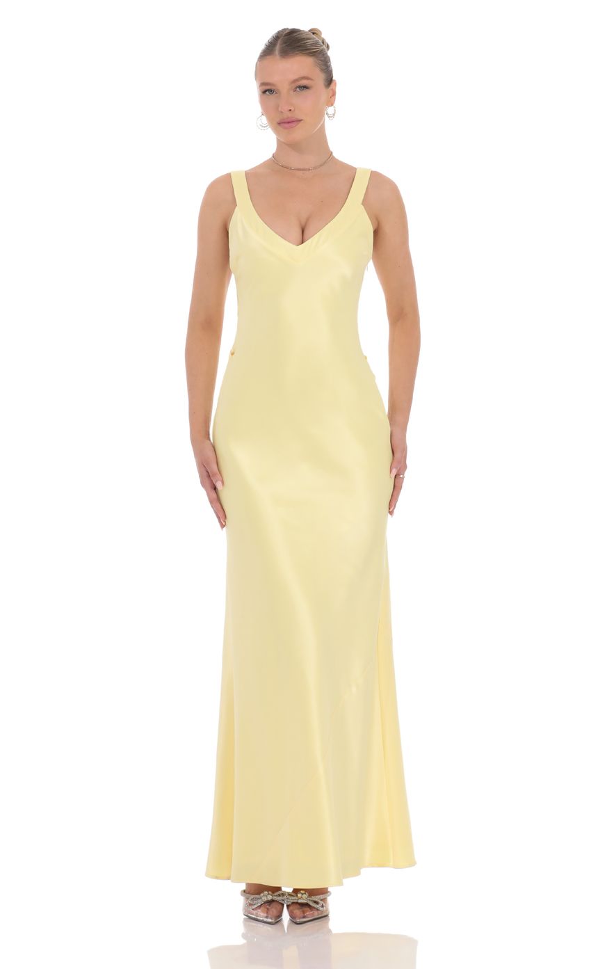 Yellow V Neck Prom Dress With Crisscross Back And Satin Mermaid Formal Prom Dress