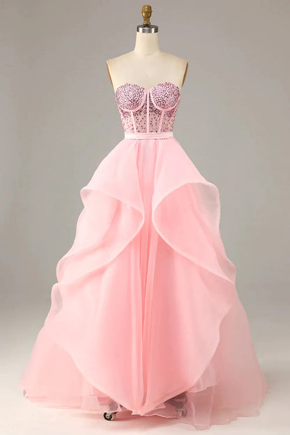 Black Strapless Ball Gown Sleeveless Sparkly Evening Dress