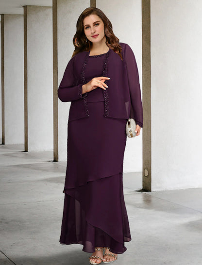 Two Piece A-Line Mother of the Bride Dresses Plus Size Hide Belly Curv –  Koutun Dress