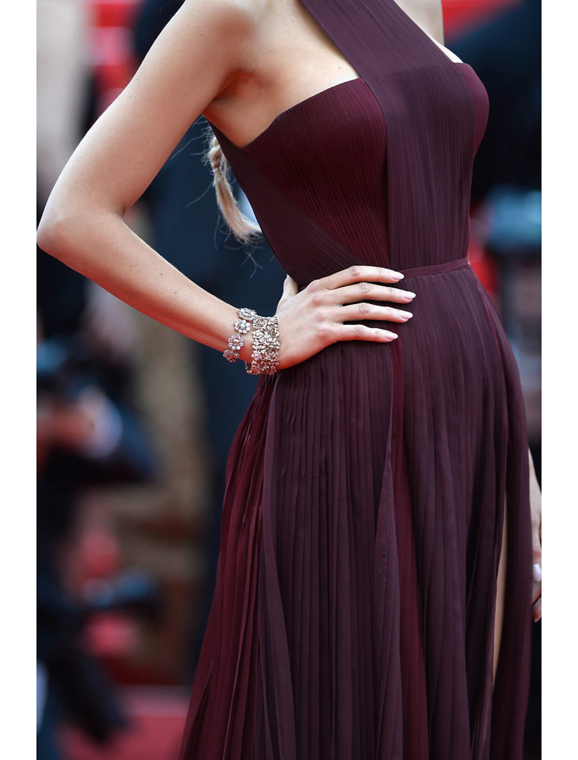 Blake Lively Burgundy Celebrity Prom Dress Cannes Film Festival Red Carpet