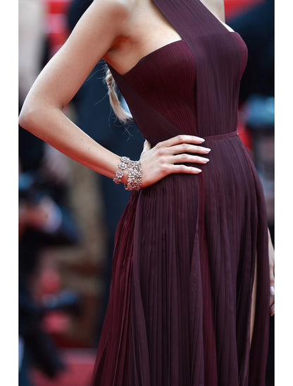 Blake Lively Burgundy Celebrity Prom Dress Cannes Film Festival Red Carpet