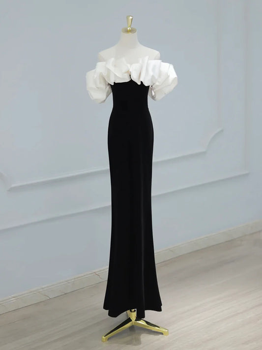 Mermaid Off Shoulder Velvet Long Prom Dress