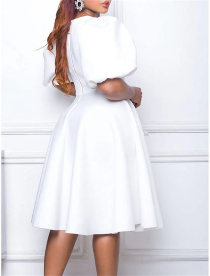 Ruched Crew Neck Short Sleeve Midi Dress Birthday Vacation Black Party Dress Cocktail DressWhite Summer Spring