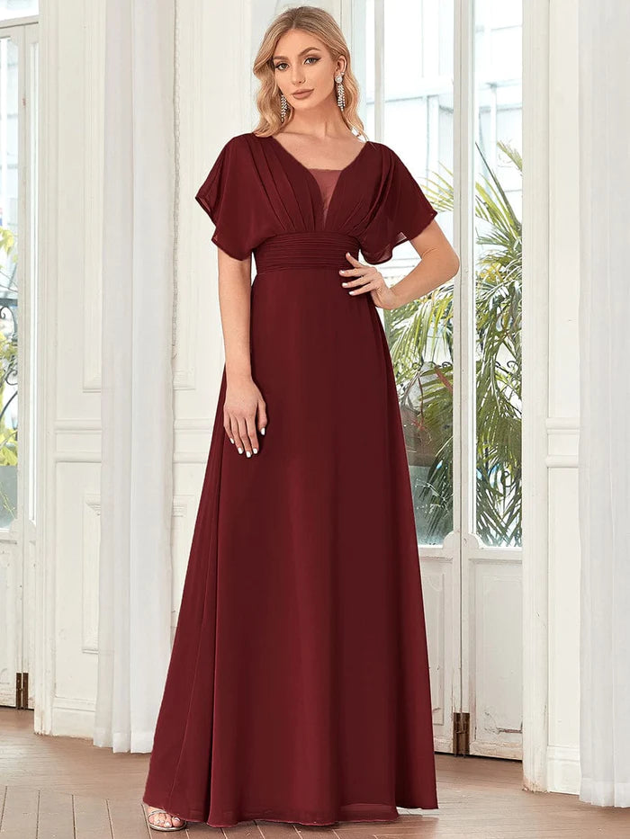 Women's A-Line Empire Waist Maxi Chiffon Evening Dress – Koutun Dress