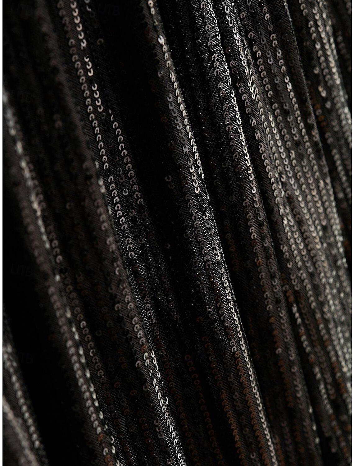 Black Sequins Halter Neck Sleeveless Black Party Dress Long Dress