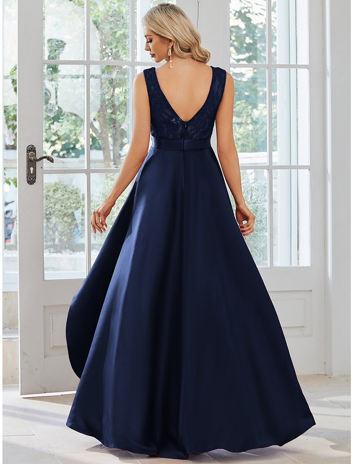 wedding party casual dress Short Casual Party Dress with Criss-Cross Back Dusty Blue / XSmall