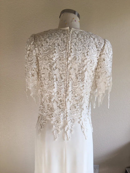 Vintage Lace Mid Calf Length Cream Lace Mother of the Bride Dresse