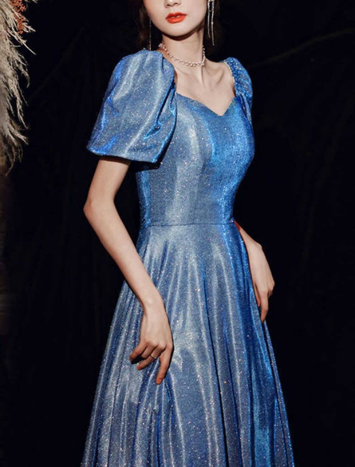 Sheath / Column Bridesmaid Dress Square Neck Short Sleeve Elegant Floor Length Sequined with Pleats / Sequin