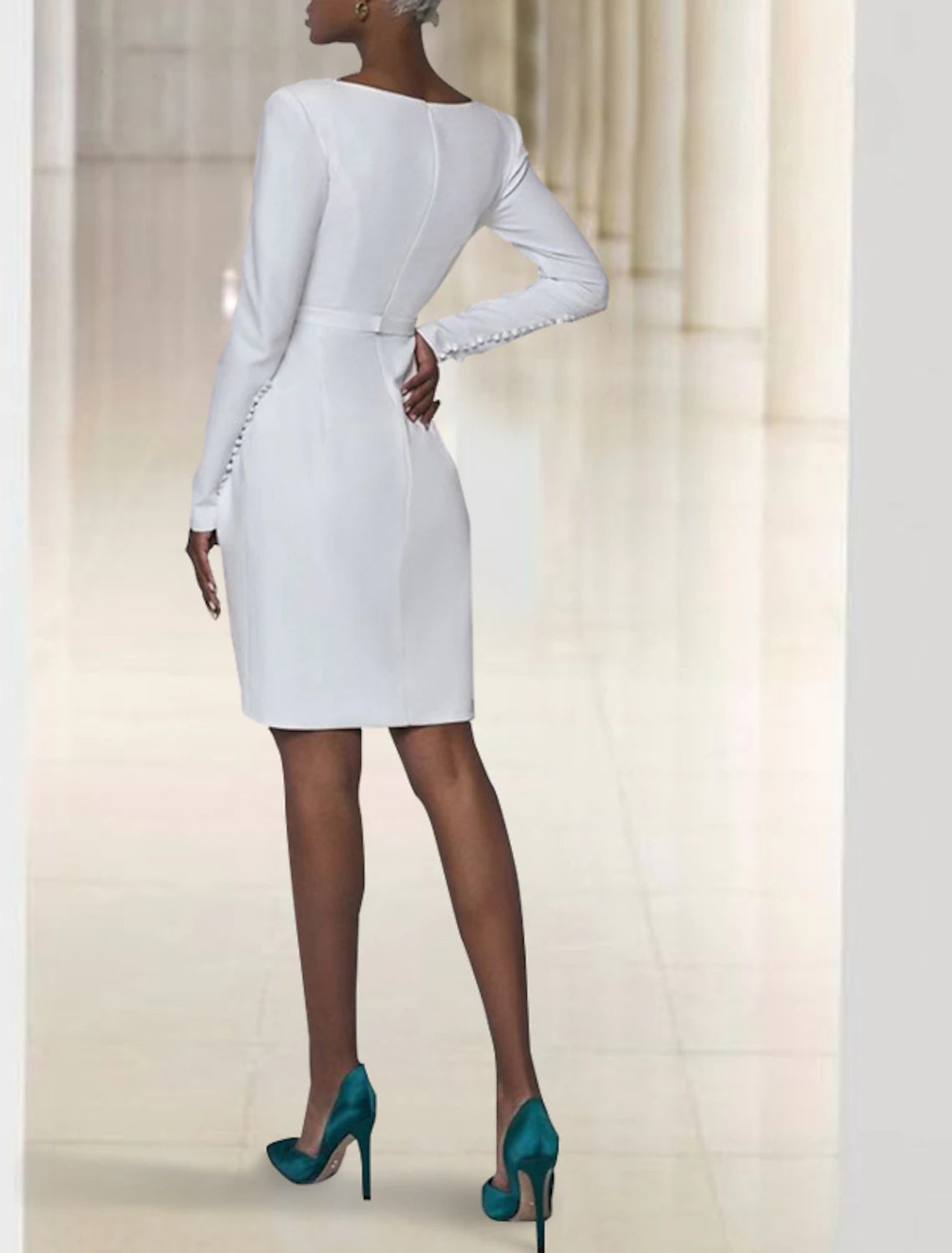 little white reception dress Reception Little White Dresses Wedding Dresses Sheath / Column V Neck –  Koutun Dress