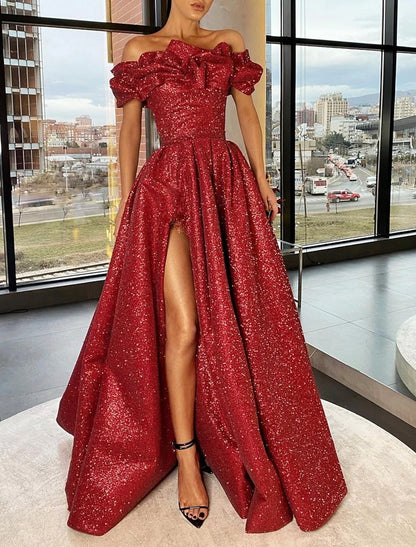 A-Line Prom Dresses Sparkle & Shine Dress Wedding Guest Prom Sweep / B –  Koutun Dress