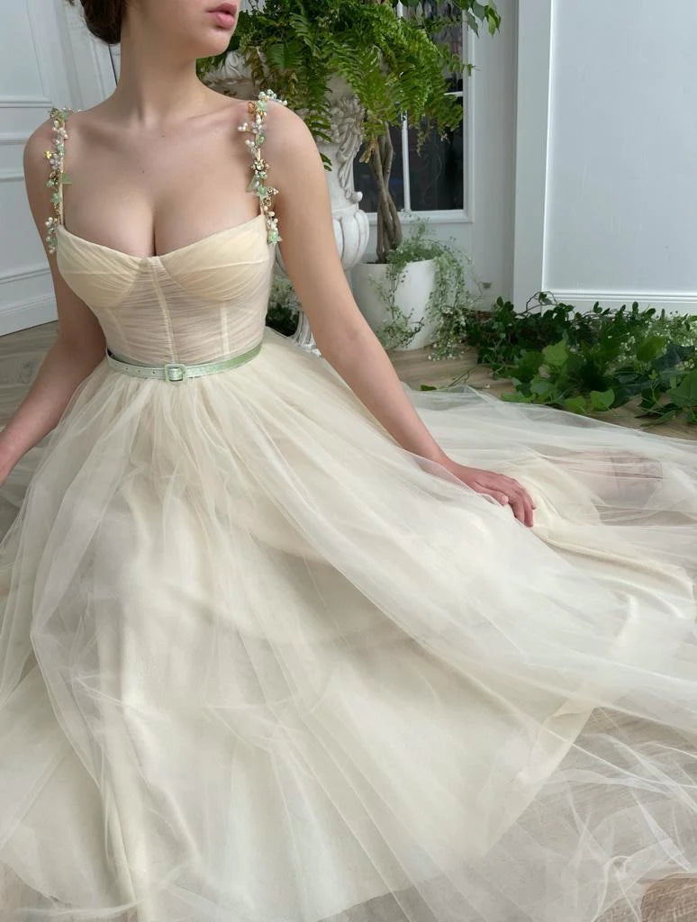 A-Line Tulle Gown Ivory Sun Dress