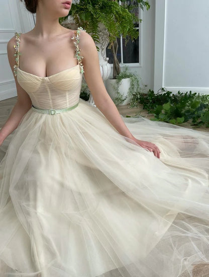 A-Line Tulle Gown Ivory Sun Dress