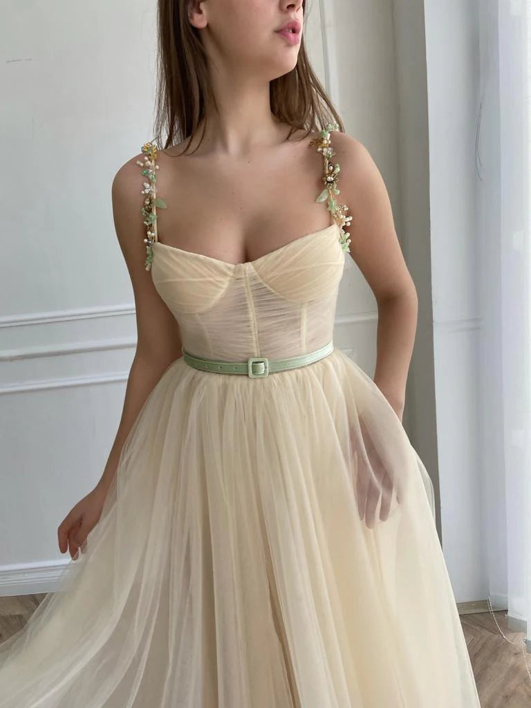 A-Line Tulle Gown Ivory Sun Dress