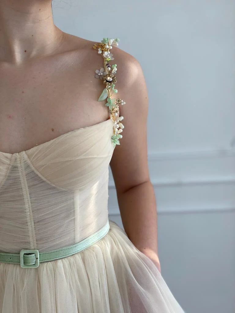 A-Line Tulle Gown Ivory Sun Dress