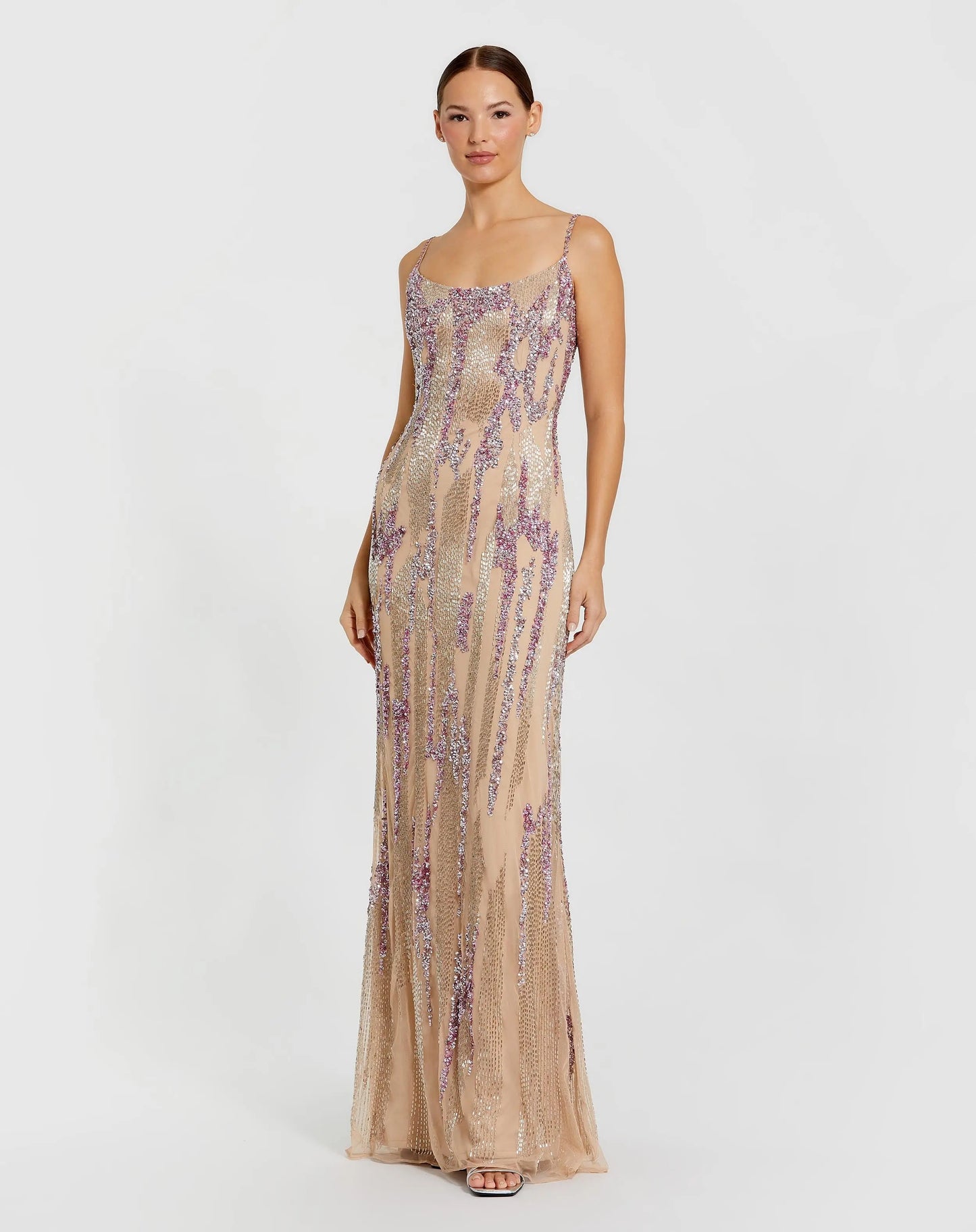 Ethereal Mermaid Square-Neck Sleeveless Sequin-Embellished Prom Dress