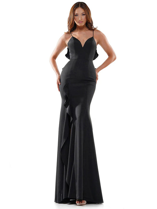 Romantic Mermaid Square-Neck Ruffled Lace-Up-Back Prom Dress