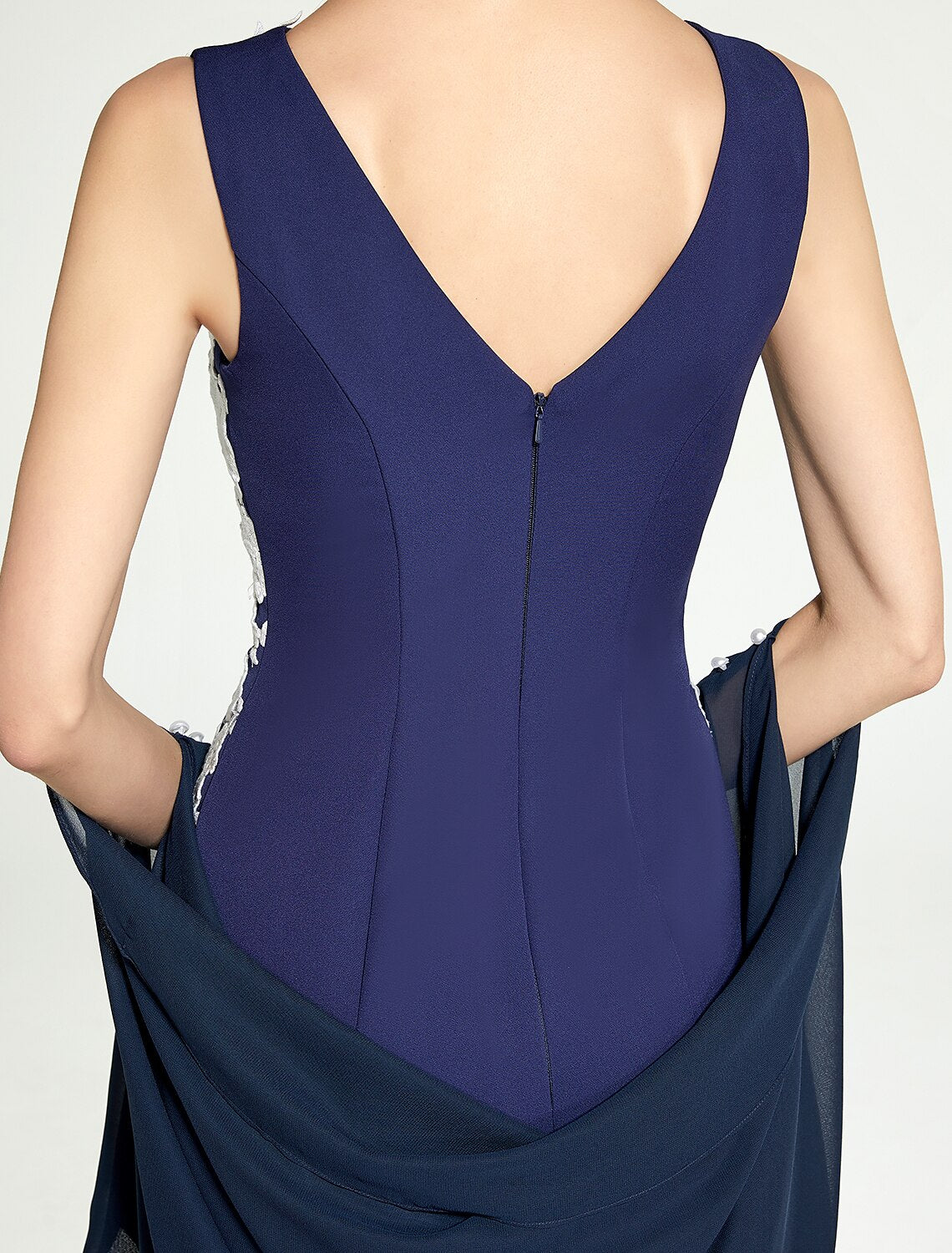 Mermaid / Trumpet Mother of the Bride Dress Jewel Neck Floor Length Chiffon Lace Sleeveless with Lace