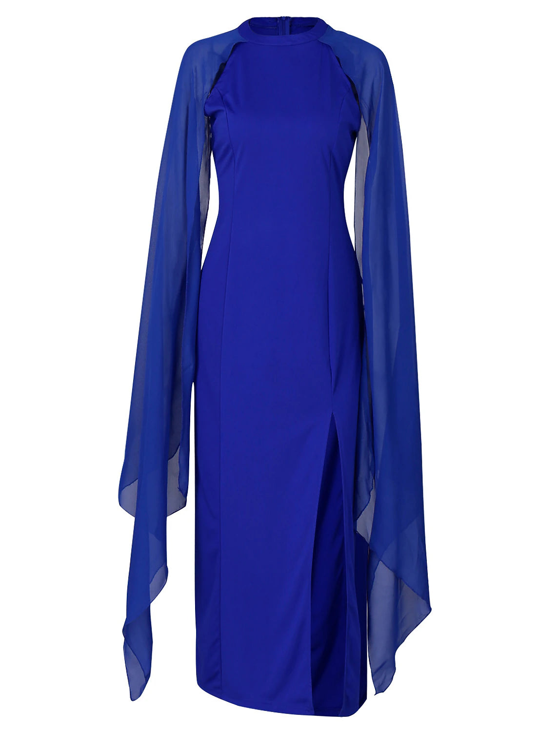 Sheath / Column Party Dresses Elegant Dress Wedding Guest Floor Length Sleeveless Jewel Neck Fall Wedding Guest Chiffon with Slit